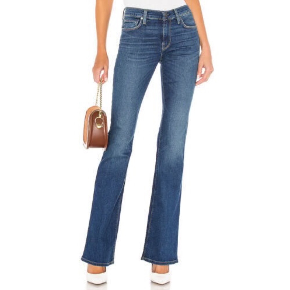 Hudson Blair High Rise Bootcut Ankle Cropped Dark Wash Stretch Jeans